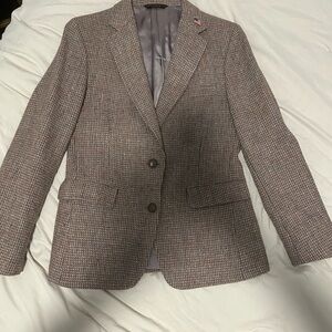 Brown Wool-Blend Blazer with Structured Design